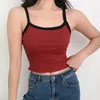 Kvinntankar Camis Summer Fashion Contrast Color Tank Top Women Casual Fitness Clothing Off Shoulder Strapless Crop Camisole 230428