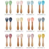 Cups Derees Uitrusting Tyry.Hu 2pcs Baby Bamboo Fork Silicone Houten Baby Voeding Lepel Toddlers Infant Voeding Accessoires Biologische BPA Gratis voedsel Grade P230314