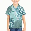 Casual shirts voor heren tropische weegbree bladpatroon Kinderen Kid Boy Summer Beach 3D Digitale print Hawaiiaanse mode Losse korte mouw