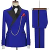 Costumes pour hommes Blazers 2 pièces solide hommes revers coupe ajustée costumes décontractés mariage robe d'affaires ensemble Tuxedos marié Terno Masculino BlazerPants 231128