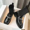 Bottines à bout rond pour femmes, chaussures courtes, Lolita, élastiques, Mary Janes, chaussettes noires, à la mode, Pu, 2023