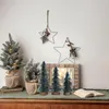 Christmas Decorations Desktop Miniature Pine Tree With Wood Base Simulation Tabletop Small Decor For Xmas Home Party Decora