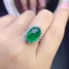 Cluster Rings Sterling Silver 925 Engagement Ring Women's Luxury Generous Crystal Transparent Emerald Jewelry Original Date