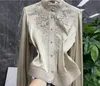 Vintage Penny Style Imitation Silk Top Mulberry Silk Long Sleeve Shirt Top 47