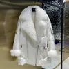 Women's Down Parkas 2023 Natural Lamb Fur Coat Women Goose Jacket Luxury Motorcykeldräkt för 231128