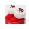 Stivali Alce di Natale per bambini Neve addensata Ragazzi invernali Calde scarpe di cotone grandi Scarpe da ragazza Stile Anno 7-12 anni