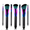 Pincéis de maquiagem pincel conjunto de sombras pincel7 gradiente colorido gradiente azul alça de madeira beleza