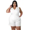 Calças xl4xl plus size macacões verão 2022 roupas femininas moda casual com decote em v sem mangas feminino macacão dropshipping atacado