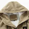 Hommes vers le bas Parkas hiver à capuche hommes coupe-vent manteau épaissi polaire doublure veste fermeture éclair mi-longueur pardessus 231129