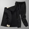 Conjuntos de treino dos homens jaqueta calça quente pele inverno moletom cashmere treino velo grosso com capuz marca casual ternos 231129
