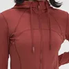 50%rabatt på Lu Hooded Jacket Women Workout Sweaters Fitness Yoga snabbtorkade andningsbara sporttröjor Kvinna som kör gymkläder