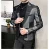 Garnitury męskie Blazers wysokiej jakości styl brytyjski przystojne mężczyźni Ubranie proste Slim Fit Formal Wear Kuitułowe kurtki S3XL 231128