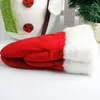 Decorações de Natal Luvas de Inverno Vermelhas Dupla Camada Quente Espessada Lã Com Punho Peludo Branco Elástico Acessórios de Malha