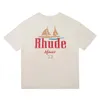 Rhude Mens T-shirts Designer för män Kort ärm Rhudes Tryck Skjortor Tee Top Loose Tshirts Woman Overdimensionerad asiatisk storlek