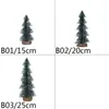 Juldekorationer Desktop Miniature Pine Tree With Wood Base Simulation Tablett Small Decor for Xmas Home Party Decora