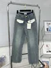Damen Jeans Designer 2023 Frühling/Sommer Fake Pocket Spliced Jeans, gewaschene personalisierte High Waist Slim Straight Leg Jeans 2PHH