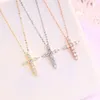 Chokers Bijox Story M Cross Pendant Necklace Original Sterling Sliver Chain Plated 18K White Gold Fine For Women 231129