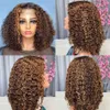 Synthetic Wigs Wig Front Lace Long Curly Hair Headband in Piano Color Human Hair Small Curls