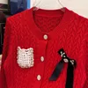 Women's Sweaters Autumn and Winter New Xiaoxiangfeng Celebrity Bow Knitted Cardigan Women's 2023 Benmingnian Red Sweater Coat