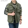 Men's Vests Summer Outdoor Photographer Waistcoat Men's Unloading Vest Tactical Webbed Gear Coat Tool Many Pocket Work Sleeveless Jacket Man Q231129