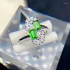 Cluster Rings KJJEAXCMY Fine Boutique 925 Silver Jewelry Natural Gem Diopside Ladies Women's Ring Missgirl Female