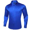 Chemises décontractées pour hommes Satin luxe hommes chemises unies à manches longues luxe smoking bal rouge bleu or robe sociale chemise lisse chemisier hommes vêtements 231128