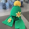 Bufandas Wraps Doit Invierno Niños Niñas Gorros Cálidos Niño Bufanda Sombrero Conjunto Flores Piel Bola de Pelo Bebé Niños Tejer Bufandas Sólidas Sombreros 231129