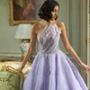 Party Dresses Sharon Said Luxury Dubai Beaded Lilac Evening Dress Elegant Scalloped Arabic Women Formal Prom Dresses for Wedding Party SS247 W0428