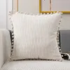 Cushiondecorative Pillow 1 PC Corduroy Decorative Throw Covers Pompom Soft Boho Striped Modern Farmhouse Home Decor 231128