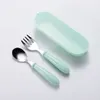 Cups Dishes Utensils Baby Gadgets Tableware Set Children Utensil Stainless Steel Toddler Dinnerware Cutlery Cartoon Infant Food Feeding Spoon Fork P230314