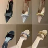 Satin sandals artificial crystals bow sandals Designer Luxury with rhinestone decoration fashion back empty toe pointed stiletto heels