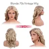 Perucas sintéticas femininas douradas onda grande franja longa cabelo encaracolado sexy penteado yiwu