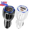 Quick Charging 38W 36W 30W Dual Ports USB C Car Charger PD Type c Power Adapters For Ipad Iphone 13 14 15 Pro max Samsung s23 s24 Huawei M1 With BOX