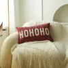 Cushiondecoratif Yastık Noel Dikdörtgen Yastık Kapağı Kırmızı Ekose Baskı Beyaz Mektup Nakış Kılıfı Noel Ev Tekstil Kanepe Dekorasyonu 231128