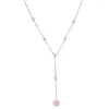 Catene OL Lady Fashion Jewelry Sun Burst Charm Pendant Cz Station Link Chain Long Sexy Women Lariat Layer Necklace
