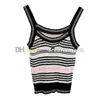 Stripe Print Knits Top Women Sexy Sling Tops Designer Breathable Sports Vest Sleeveless T Shirts