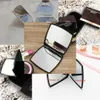 Espejo plegable clásico de doble cara, espejo de aumento y maquillaje HD portátil con bolsa de franela, caja de regalo para cliente VIP 256j