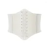 Women's Shapers Corset Wide Belts For Women Pu Leather Slimming Body Waistband Female Shaping Girdle Elastic Girdling Cummerbunds Waist