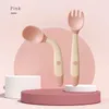 Cups Dishes Utensils Baby Spoon Silicone Spoon Fork for Baby Utensils Set Auxiliary Food Toddler Eating Training Infant Tableware Bendable Soft Fork P230314