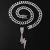 Tredy Ad Cool Dual Toe Lightig Large Pedat Ecklace With Sparklig Diamod Hip-Hop Style Street Dace Rap Dressig Cuba