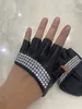 Fingerless Handskar Kvinnors mode Half Palm Semi-Finger Pu Leather Rhinestone Gloves Men's Fingerless Hip-Hop Personality Diy Gloves 231128