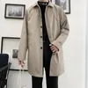 Erkek Trençkotlar erkek M-5XL Artı Boyutu Ceket Gevşek Fit Uzun Yaka Tek Göğüslü Rüzgarlık Ceket Düğme Palto Erkek Giyim