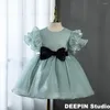 Girl Dresses Girls Baby Princess 2024 Summer Children's High-End Clothing Bow Little Dress Age Birthday