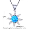 Pendant Necklaces Boho Female Sun Flower Pendants Blue Fire Opal Stone Necklace Fashion Silver Color Wedding Jewelry