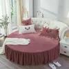 Jupe de lit en velours d'hiver, jupe de lit ronde et solide, forme ronde, couverture de lit en molleton de corail, drap de jupe ronde 200cm 220cm 231129