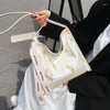 Aufbewahrungsbeutel 2023 Sommer Koreanische Version Mode Pfirsichblüte Tulpe Einkaufstasche Leinwand Große Kapazität One-Shoulder Messenger