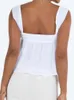 Tanques femininos Chronstyle Women Summer Spaghetti Strap Camis Tops Y2K Ruffles casuais sem mangas de pescoço de pescoço de pescoço