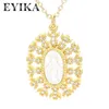 Collares pendientes EYIKA Religiosa Mujer CZ Santa Virgen María Oval Collar Blanco Madre Perla Concha Nuestra Señora De Guadalupe María