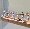 Silver sandaler kvinnor gianvito rossi lyxdesigner öppen tå stilett klänning skor läder mode bekväma 10 cm 35-41 med låda romerska högklackade sandaler