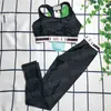 Negro para mujer chándales deportes yoga sujetador polainas verano jogging correr tops ajustados pantalones conjuntos